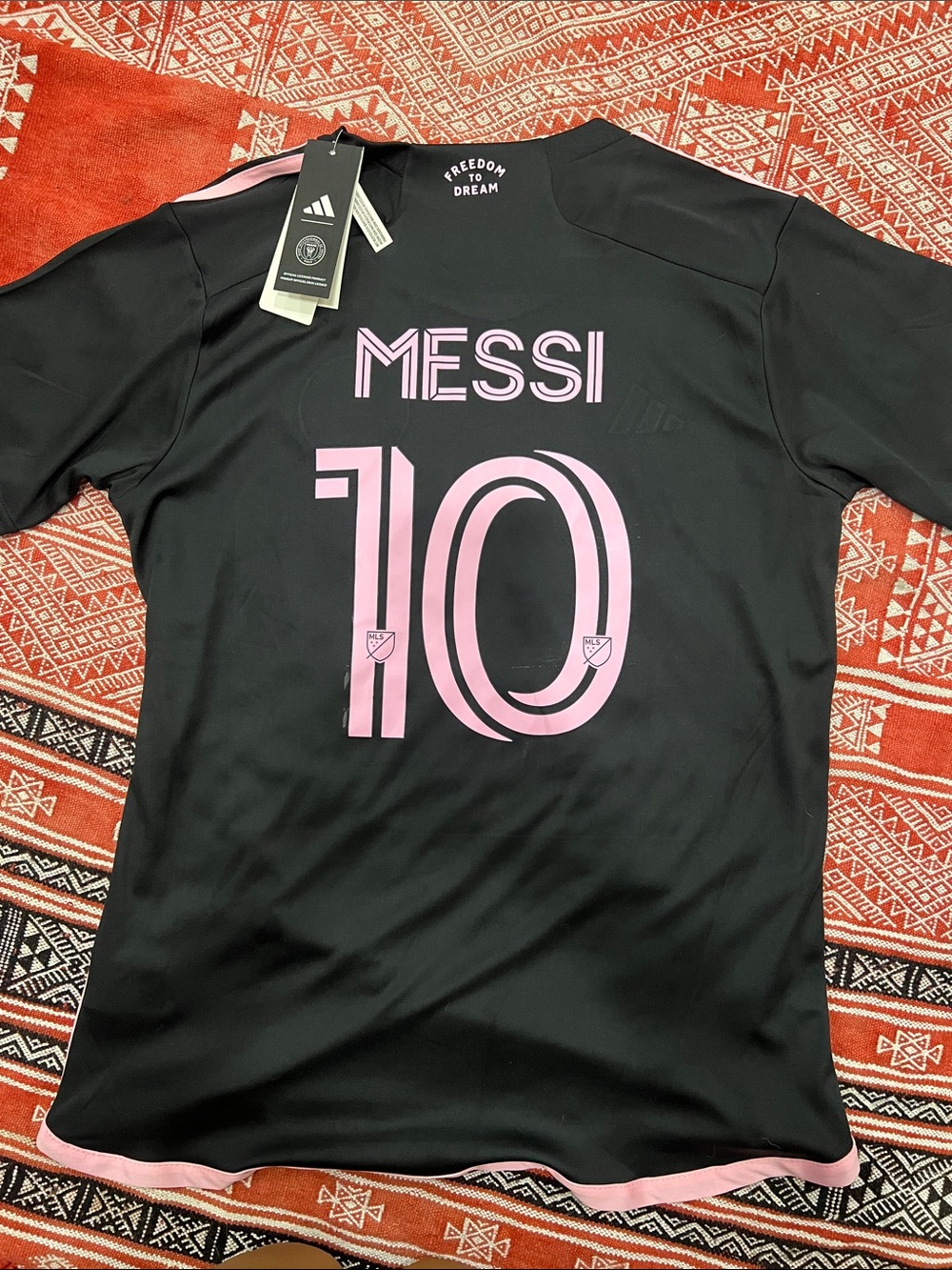 adidas Black Jersey with Pink Messi 10 Back Print